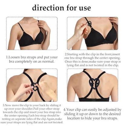 18 Pcs Bra Straps Clips Adjustable Non Slip Bra Clips for Racerback Bra Straps Holder Bra Extenders 2/3 Hook - color: Black, White, Beige - Style 3