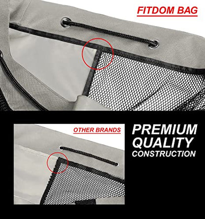 Fitdom XL Mesh Ball Bag for Soccer & Sports, Adjustable Shoulder Strap - color: Grey / Black