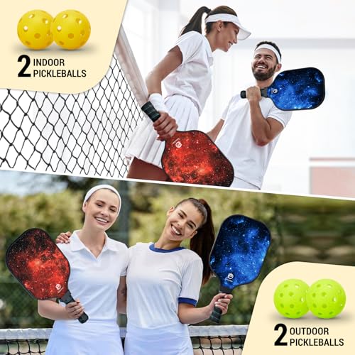 DULCE DOM Pickleball Paddles Set of 2/4 - USAPA Approved - color: Blue Red*2