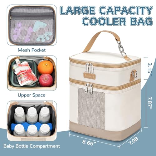 Mancro Breastmilk Cooler Bag with Ice Pack, Double Layer Bottle Cooler Bag - color: Pure Black