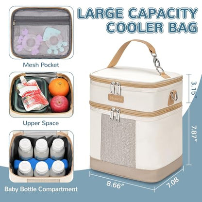 Mancro Breastmilk Cooler Bag with Ice Pack, Double Layer Bottle Cooler Bag - color: Pure Black