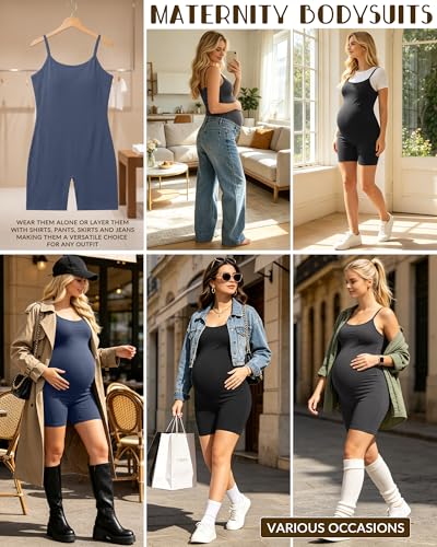 3 Pack Women's Maternity Bodysuits - color: Haze Blue, Dark Gray, Black, size: XX-Large