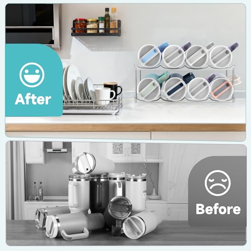 spospo Stackable Water Bottle Organizer Large Compartment Bottle Holder - size: 2 pack