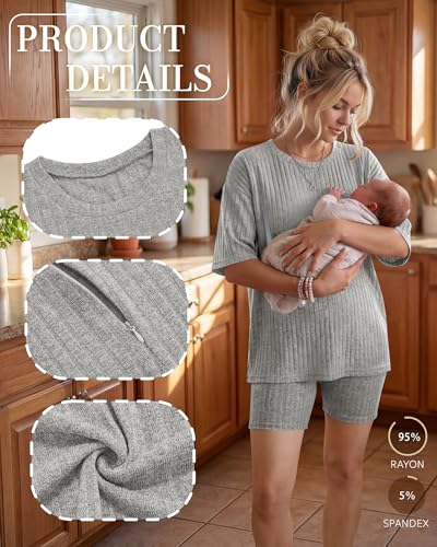Women's Nursing 2 Piece Outfit Set - color: Light Gray, size: Medium