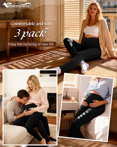 3 Pack Women's Maternity Leggings Pregnancy Pant - color: Black, Black, Black, size: Small