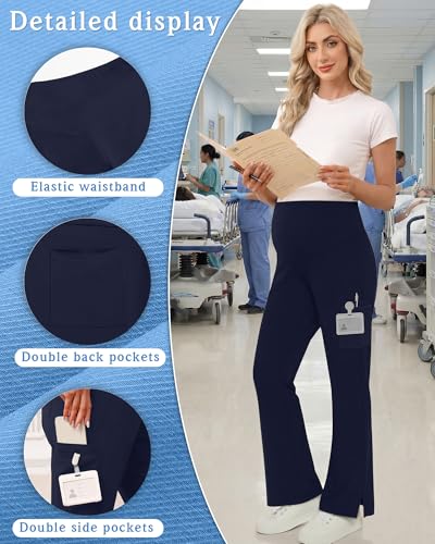 Women's Maternity Scrub Pants - color: Navy Blue, size: X-Large