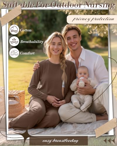 2 Pack Maternity Nursing Pajamas Set - color: Coffee, Black, size: Medium