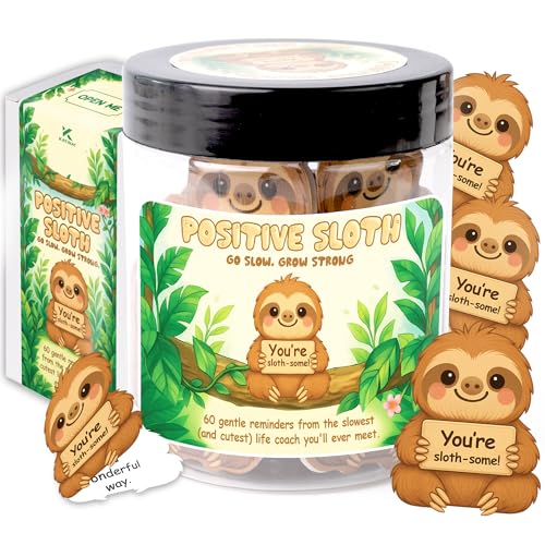Positive Sloth Jar – 60 Affirmation Cards For Women, Girls - Mental Health & Stress Relief Support Gift, Sloth Gifts For Women, Coworker, Teen Girl Gifts Trendy Stuff - color: Sloth Positive