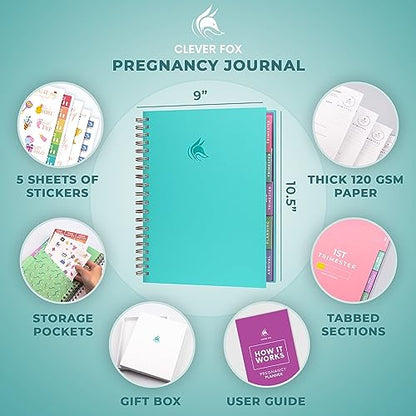 Clever Fox Pregnancy Journal, Expecting First Time Mom Planner Turquoise - color: Turquoise, size: 9" x 10.5" Regular Edition