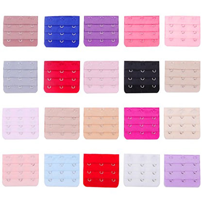 Senkary 40 Pieces Bra Extender 2 Hooks/3 Hooks Bra Band Strap Extensions for Women, 20 Colors