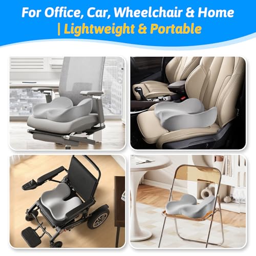 Dreamer Car Seat Cushion for Tailbone & Sciatica Pain Relief - color: Light Gray