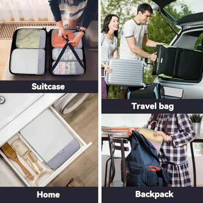 Voova Compression Packing Cubes for Travel, 6 Piece Set, Grey - color: Grey