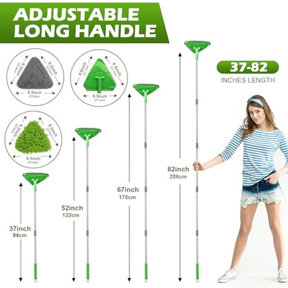 RONSUNG Wall Cleaner Mop, 82-Inch Handle, Baseboard Cleaner Tool, 6 Pads - color: Green, size: 6 Pads