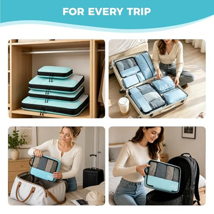Compression Travel Packing Cubes for Carry On, 8-Piece Luggage Organizer - color: Blue--8 Set