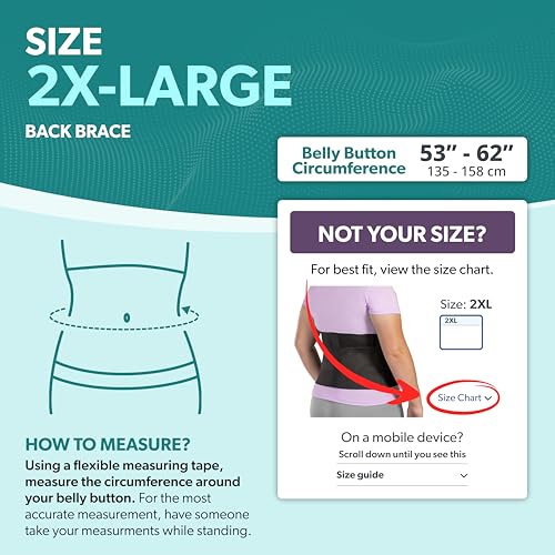 BraceAbility Plus Size Low Back Brace - Compression Lower Back Support Belt for Sciatica, Heavy Lifting at Work, Herniated Disc, Workouts, Sleeping, Lumbar Support, Back Pain in Women and Men (2XL) - size: 2XL