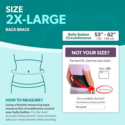 BraceAbility Plus Size Low Back Brace - Compression Lower Back Support Belt for Sciatica, Heavy Lifting at Work, Herniated Disc, Workouts, Sleeping, Lumbar Support, Back Pain in Women and Men (2XL) - size: 2XL