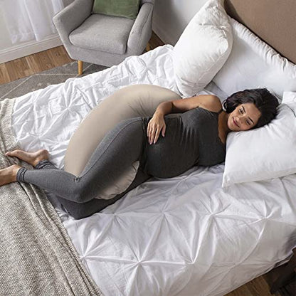Boppy Cuddle Pregnancy Pillow, Organic Cotton Cover, Side Sleeper Support - color: Organic Biscuit
