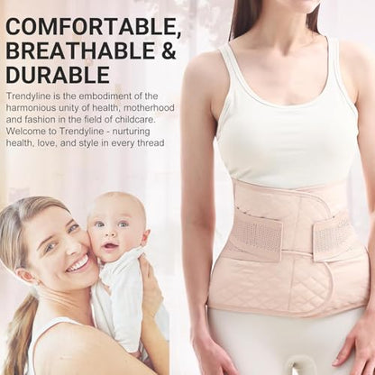 Trendyline Postpartum Belly Band Wrap: Adjustable Support Abdominal Binder - color: Beige, size: X-Large