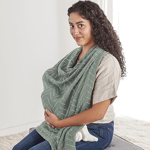 Itzy Ritzy Breastfeeding Boss Multi-Use Baby Wrap & Cover (Sage Mudcloth) - color: Sage Mudcloth, size: 47" x 47"