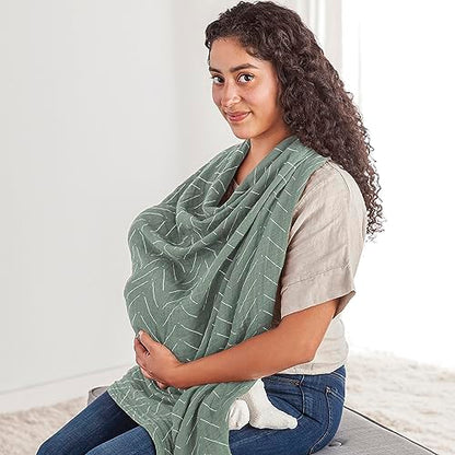 Itzy Ritzy Breastfeeding Boss Multi-Use Baby Wrap & Cover (Sage Mudcloth) - color: Sage Mudcloth, size: 47" x 47"