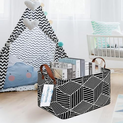 Rectangular Collapsible Storage Basket Nursery Organizer Black diamond - color: Rec Black diamond