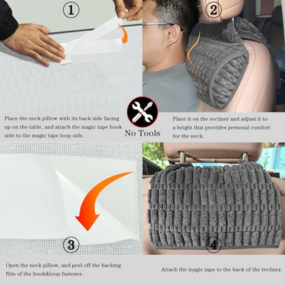 Memory Foam Recliner Neck Pillow. - color: Gray, size: 17"W x 2.7"D
