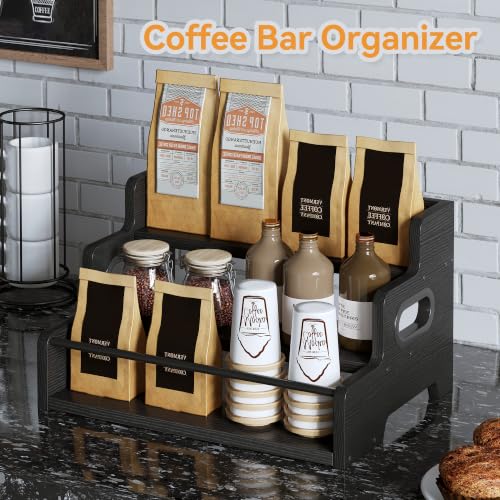 3-Tier Liquor Bottle Display Shelf, Coffee Bar Organizer, Wine Rack, Black - color: Black