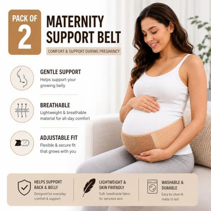 Hygeia Maternity Support Belt for Pregnancy - Pack of 2 (Regular & XL Size)