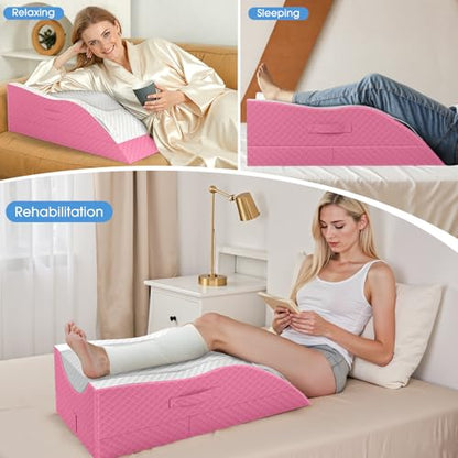 TranquilRelax Leg Elevation Pillows for After Surgery, Wedge Pillow, Pink - color: Pink, size: Double Leg(Upgraded)