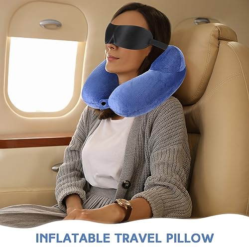 Sintuff 2 Pack Inflatable Travel Neck Pillow for Airplanes - color: Gray and Blue