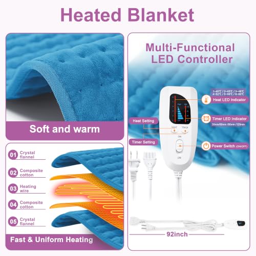 Heating Pad,Electric Heating Pads,Heating Pad for Back,Blue,24x20 Inch - color: Blue, size: 24x20 Inch
