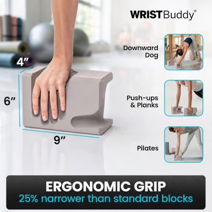 WRISTBuddy® Yoga Blocks 2 Pack, High Density Non-Slip, Hand-Shaped Design - color: Gray