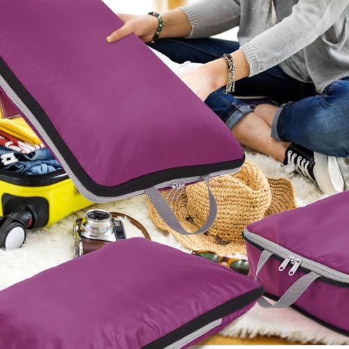 Hosuly 6 Pcs Compression Packing Cubes, 17.3 x 12.6'', Purple - color: Purple
