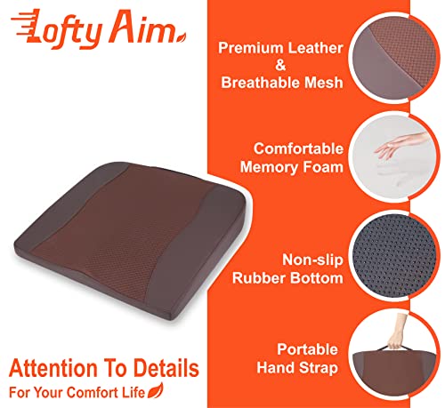 Lofty Aim Car Seat Cushion, Memory Foam Car Seat Cushions for Long Driving - color: Brown