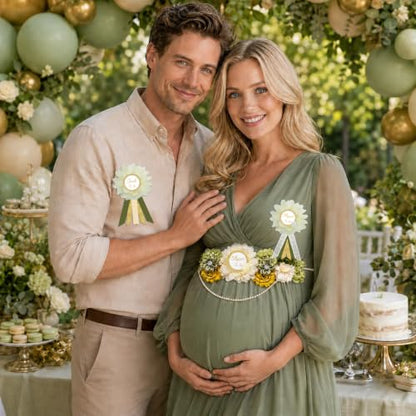 Greenery Mom to Be Sash Sage Green Baby Shower Decorations - color: Sage Green