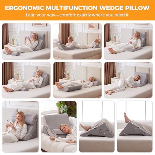 Ruqmuis Wedge Pillow Set for After Surgery, Bed Wedge Pillow, Plush Grey - color: Plush Grey, size: 3pcs