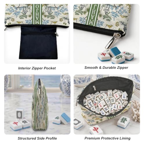Green Chinoiserie Garden Mahjong Tile Bag Makeup Bag (Case Only) - color: Multicolor 1839