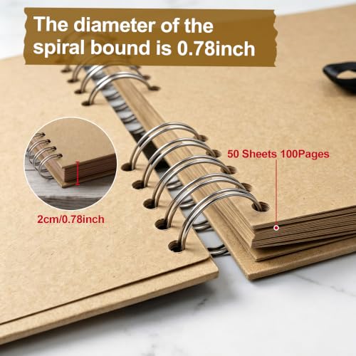 JOYIT 10x10 Scrapbook Album, 100 Pages Blank Hardcover Memory Book (Brown) - color: Brown