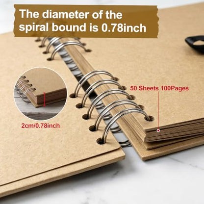 JOYIT 10x10 Scrapbook Album, 100 Pages Blank Hardcover Memory Book (Brown) - color: Brown