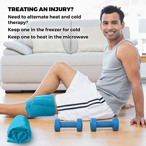 Microwavable Heating Pads Release Moist Heat for Back Pain, 7x22”, 2 Pieces - color: Teal