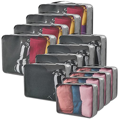 Silkfly 12 Pcs Packing Cubes for Travel,XL, L, M,Classic,Gray - color: Gray, size: XL, L, M, style: Classic