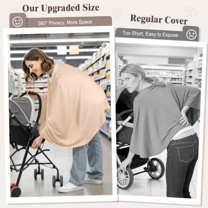 Basumee Nursing Cover for Breastfeeding Breathable Mesh 360 Full Privacy - color: Warm Oatmeal, size: 1 Pack