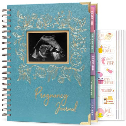 Clever Fox Pregnancy Journal, Expecting First Time Mom Planner Aquamarine - color: Aquamarine, size: 9" x 10.5" SonoFrame Edition