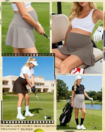 3 Pack Maternity Skirts Tennis Skorts - color: Taupe, Light Brown, Dark Brown, size: Medium