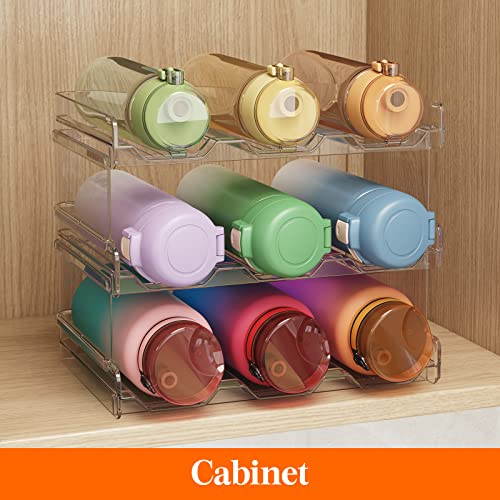 Lifewit Stackable Water Bottle Organizer for Cabinet, Clear Tumbler Holder - size: 3 Tier-9 Bottle