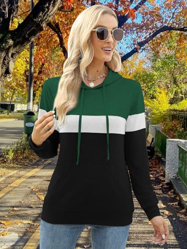 MixShe Women’s 2026 Fall Long Sleeve Hoodie Pullover Sweatshirt Lightweight Casual Tops Blouse - color: Greenblack, size: X-Large