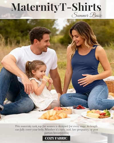 Ficerd 4 Pcs Womens Maternity Sleeveless Tank Tops - color: Black, Light Heather Gray, Navy Blue, Army Green, size: XX-Large