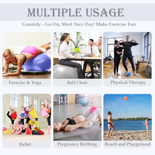 Soft Exercise Ball, Yoga Pregnancy Ball Chair, Pilates Equipment with Pump - color: Gray, size: L(23-26inch/58-65cm)