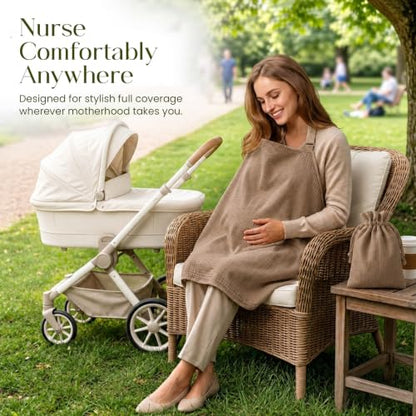 Premium Muslin Nursing Cover for Breastfeeding Privacy & Comfort - color: Beige