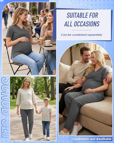 Women's Maternity Scrub Set - color: Gray, size: Medium